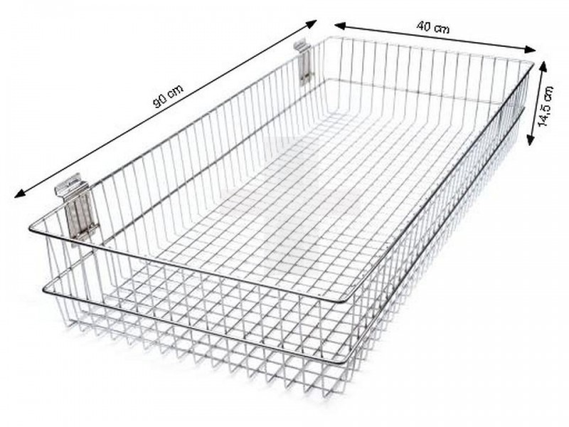 Fém kosár panelre akasztható -  40x90 cm  Fém kosár panelre akasztható -  40x90 cm