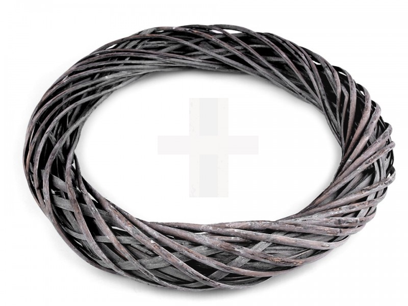 Fonott koszorú 34 cm - Sötétszürke Koszorú Fonott koszorú 34 cm - Sötétszürke Koszorú