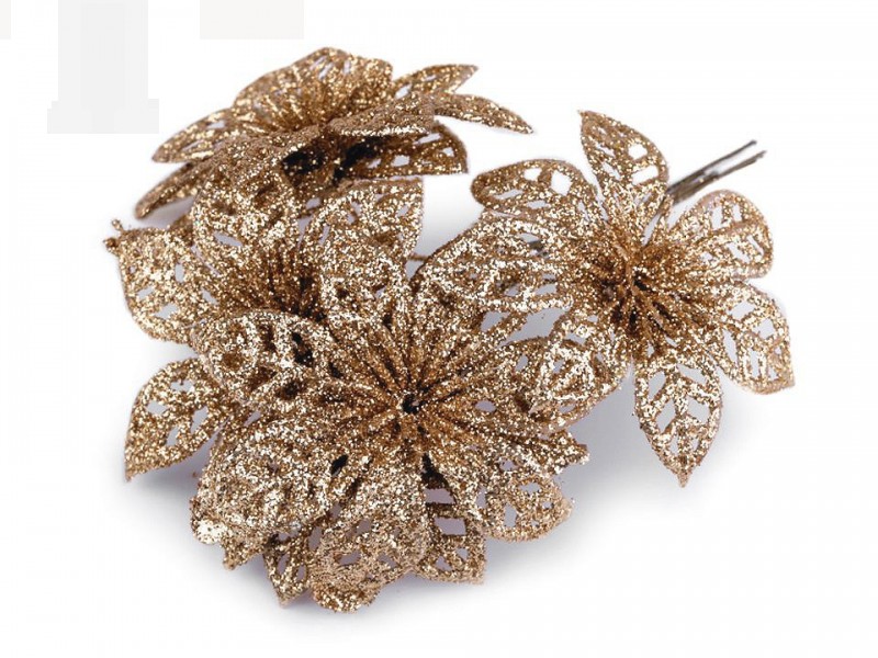 Karácsonyi virág glitterekkel - Arany Koszorú