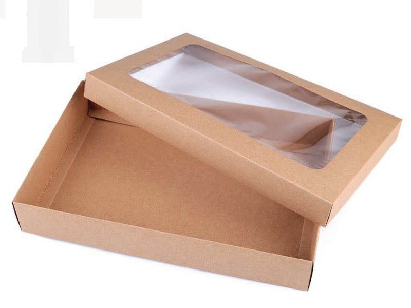 Papir doboz ablakkal 16x27 cm - Natur Ajándék csomagolás