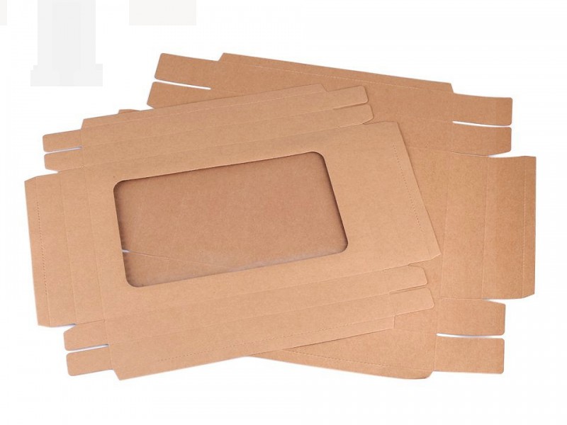 Papir doboz ablakkal 16x27 cm - Natur Ajándék csomagolás