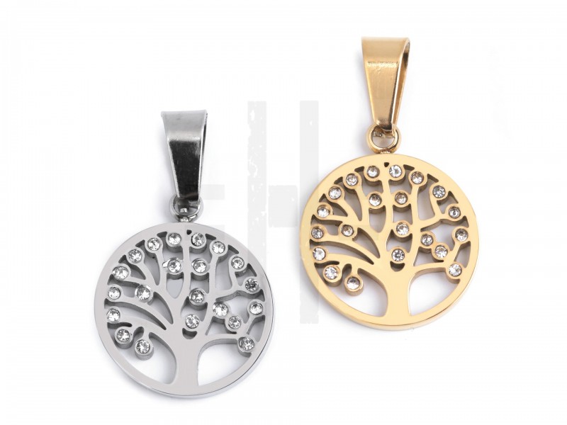 Medál orvosi acélból élet fája csiszolt kövekkel