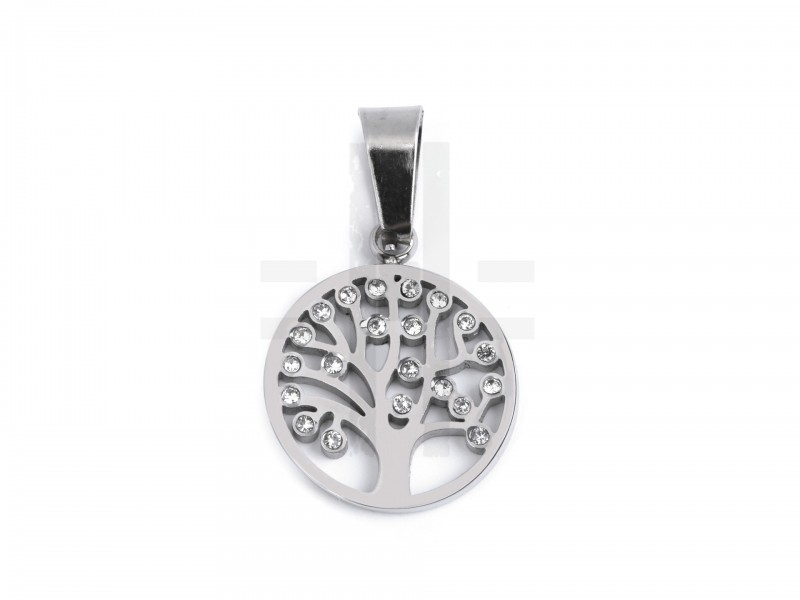 Medál orvosi acélból élet fája csiszolt kövekkel