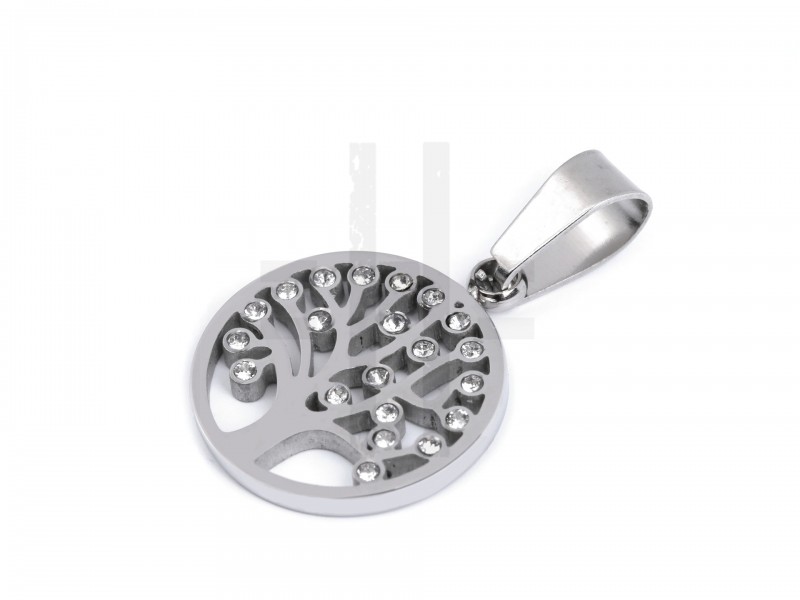 Medál orvosi acélból élet fája csiszolt kövekkel