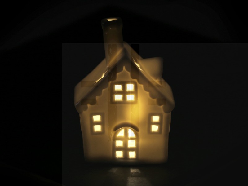 Világítós kerámia házikó - 12,5 cm Gyertya,illatosító,lámpa
