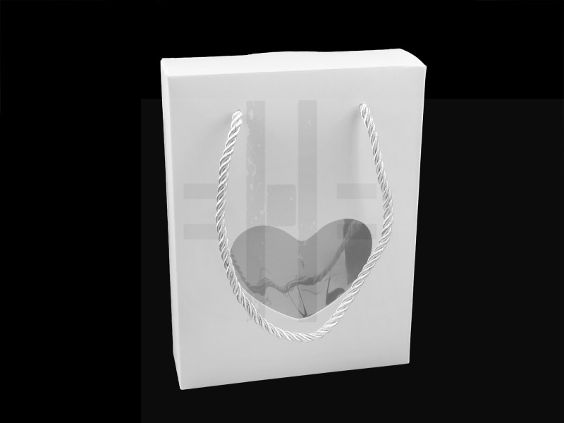 Ajándéktáska szívecskés ablakkal - 4 db/csomag Ajándék csomagolás