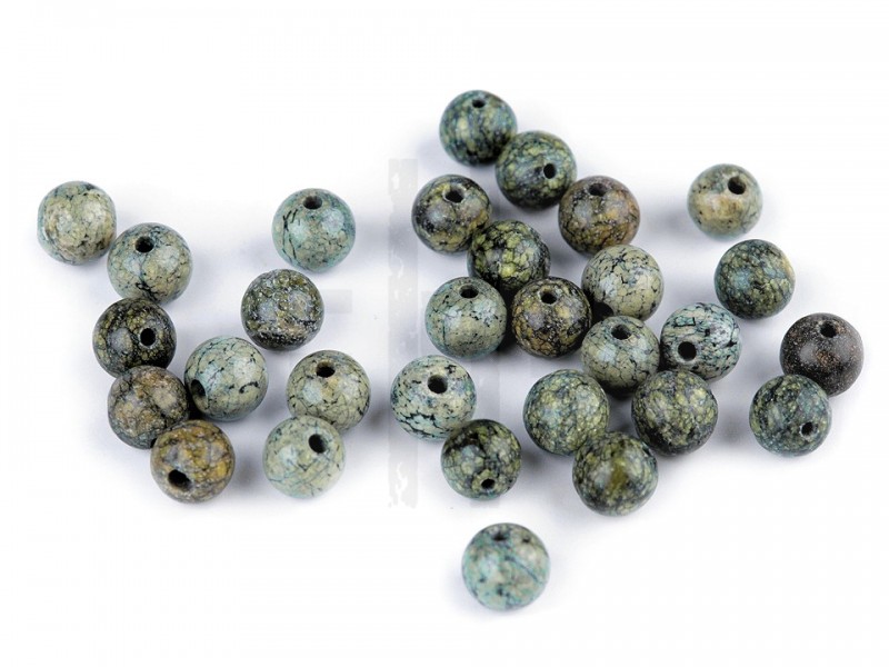 Ásványi serpentin gyöngyök orosz zöld - 10 db/csomag Gyöngy-,gyöngyfűző