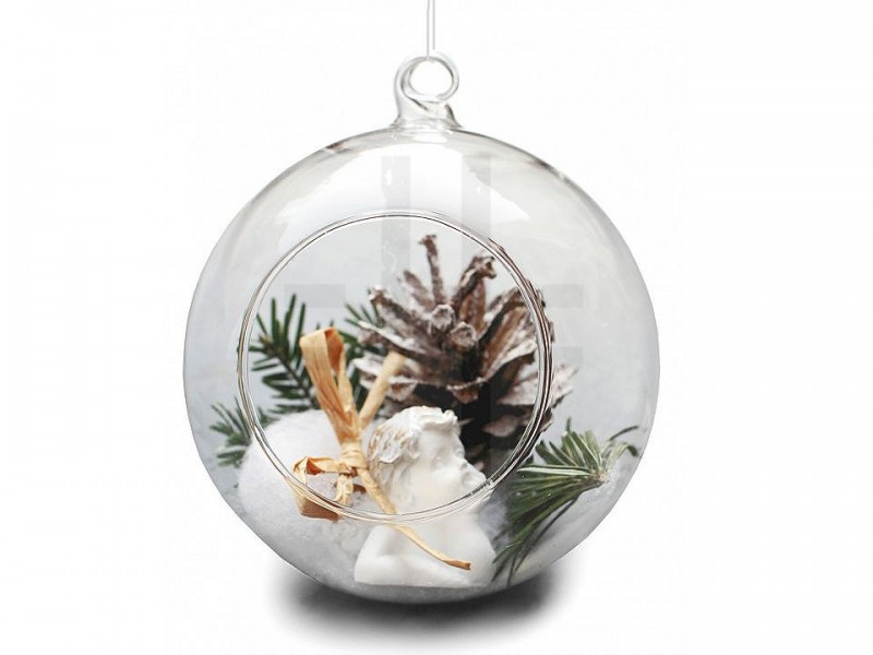             Üveggömb aerárium - 8 cm Karácsonyfa díszités