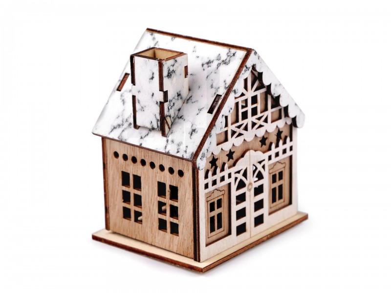             Világítós fa Házikó - 9 cm