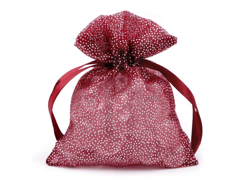 Ajándék zsákocska 10x13 cm organza glitterekkel - 10 db/csomag