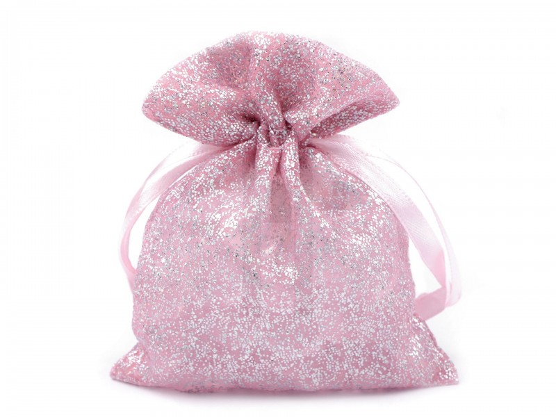 Ajándék zsákocska 10x13 cm organza glitterekkel - 10 db/csomag