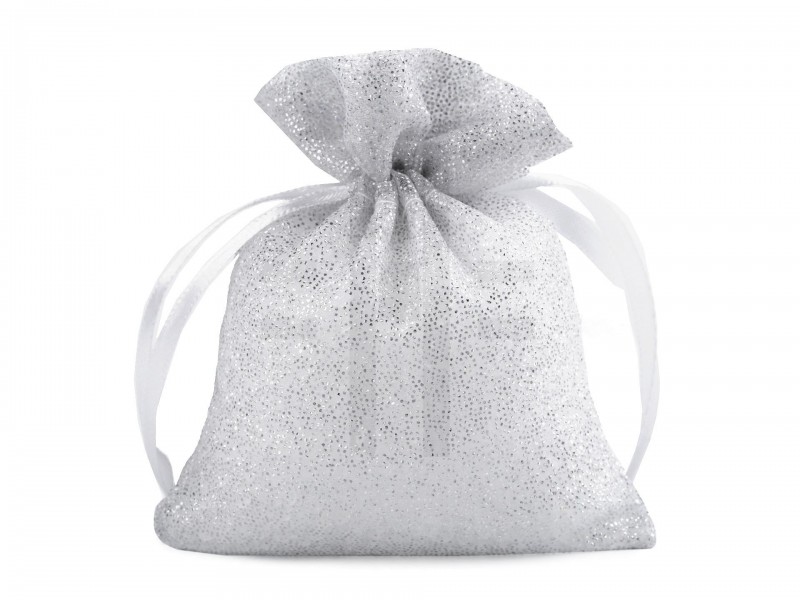 Ajándék zsákocska 10x13 cm organza glitterekkel - 10 db/csomag