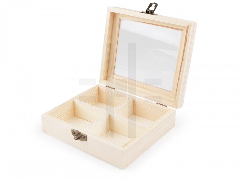 Fa doboz üveg tetővel - 13 x 15 cm Tárolás,tisztítás