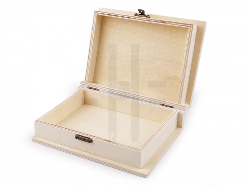 Fa doboz -12,5 x 17,5 cm Fa,üveg dísz-, kellék
