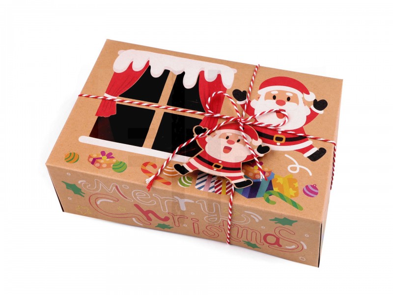 Karácsonyi ajándék doboz átlátszó névjegykártyával Karácsonyi ajándék doboz átlátszó névjegykártyával