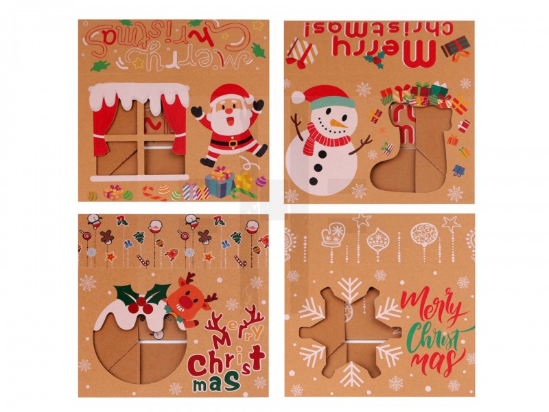 Karácsonyi ajándék doboz átlátszó névjegykártyával Karácsonyi ajándék doboz átlátszó névjegykártyával