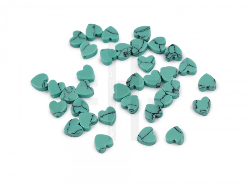                   Ásványi és üveg szívgyöngyök 6 mm - 35 db Gomb, kapocs