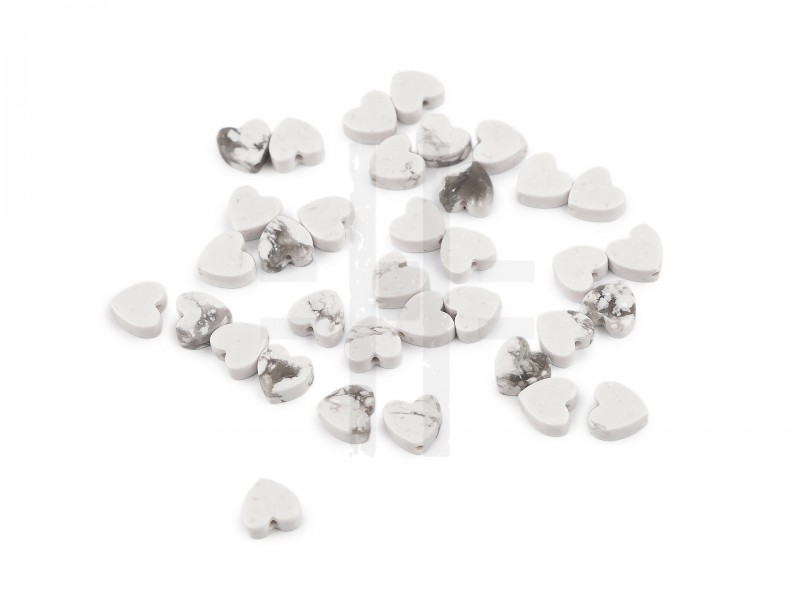                   Ásványi és üveg szívgyöngyök 6 mm - 35 db Gomb, kapocs