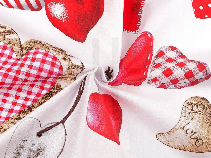 Pamut vászon anyag szív mintás Pamut, gyapjú, krepp