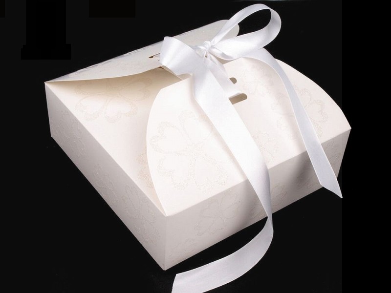 Papírdoboz szalaggal és csillámporral - 5 db/csomag Esküvői díszítés