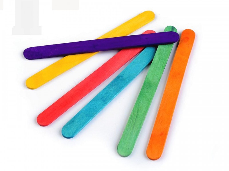 Fa színes spatula - 50 db Fa,üveg dísz-, kellék