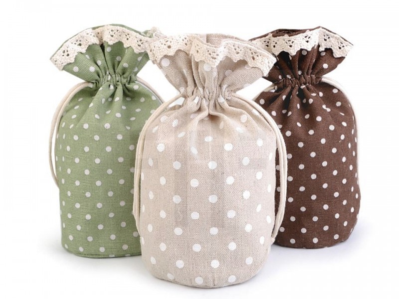 Pöttyös lenvászon zsák Ajándék csomagolás Pöttyös lenvászon zsák Ajándék csomagolás