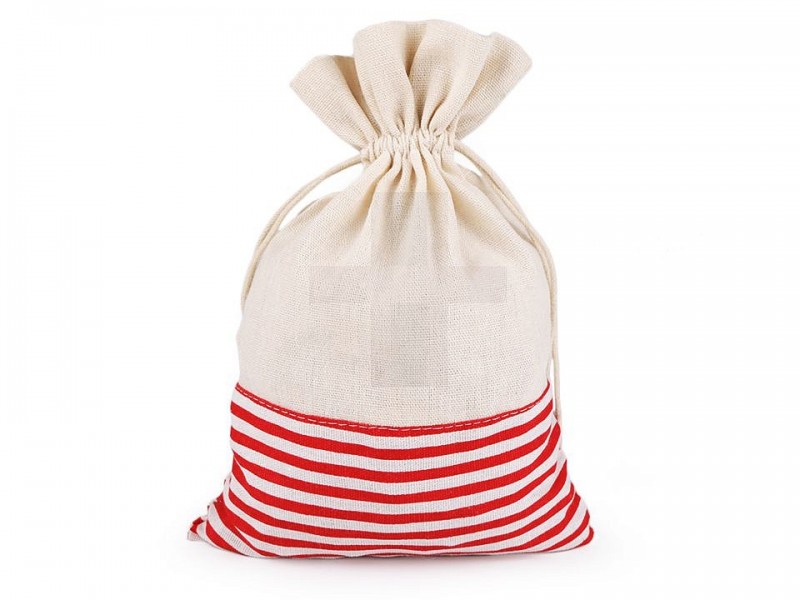 Csíkos lenvászon zsák 18,5x28 cm Ajándék csomagolás