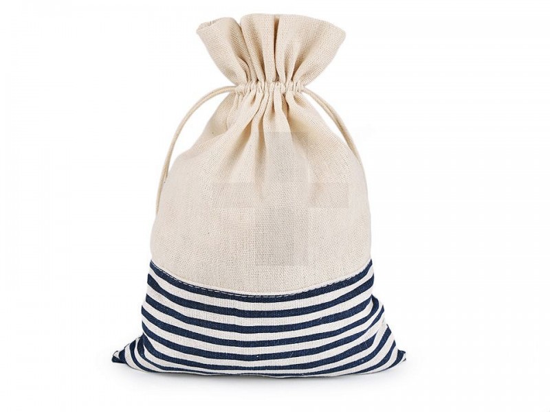 Csíkos lenvászon zsák 18,5x28 cm Ajándék csomagolás