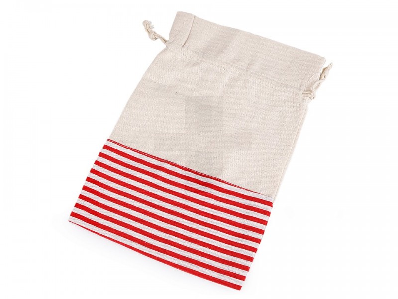 Csíkos lenvászon zsák 18,5x28 cm Ajándék csomagolás