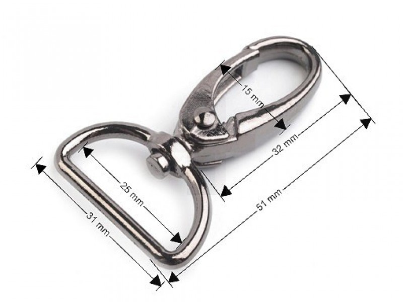 Fém karabiner delfinkapoccsal 25 mm 