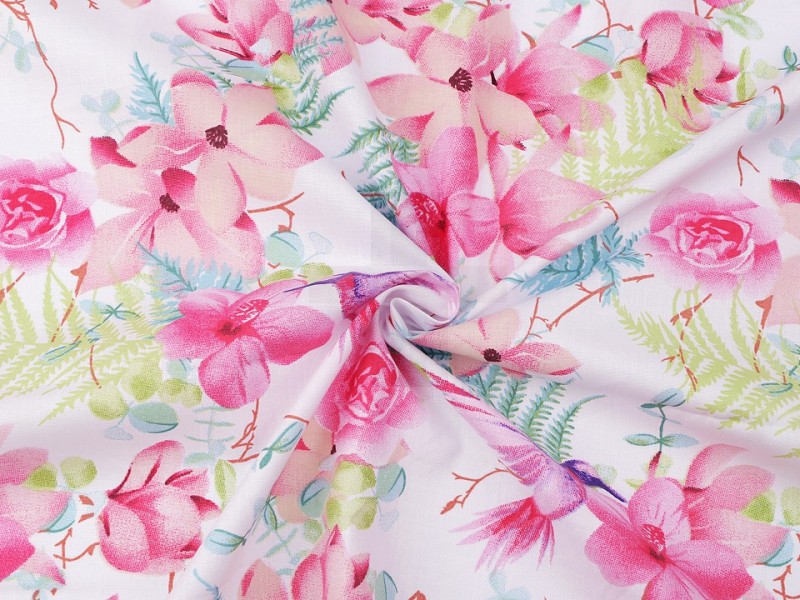       Pamut anyag - Virágos Pamut, gyapjú, krepp
