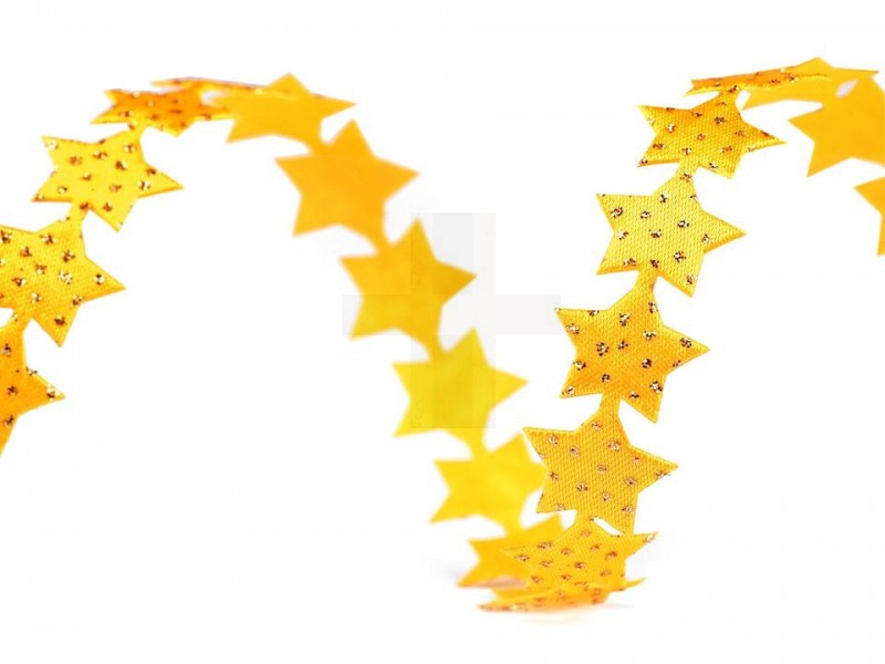 Szatén paszomány csillaggal és glitterrel - 4,5 méter Csipke,szegő,paszomány