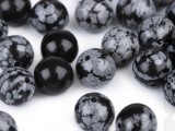 Ásványi gyöngyök Obsidián pelyhely - 11 db/csomag Ásvány, igazgyöngy