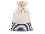 Csíkos lenvászon zsák 18,5x28 cm Ajándék csomagolás