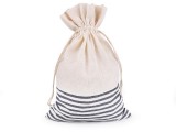 Csíkos lenvászon zsák 18,5x28 cm Ajándék csomagolás