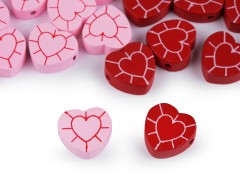 Fa gyöngyök szív - 10 db/csomag 