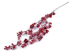            Bogyós ág fagyos hosszú glitterekkel - 120 cm Virág, toll, növény