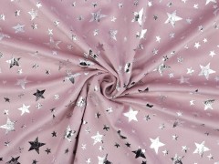 Dekorációs bársony lurex csillagokkal - Rózsaszín Karácsonyi textil