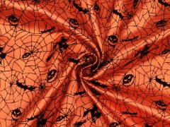     Halloween mintás szatén anyag Tüll, Szatén,Taft