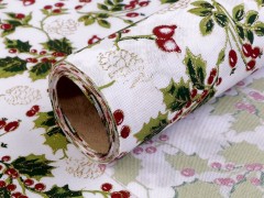 Karácsonyi dekorációs anyag magyal csillámporos - 5 m Karácsonyi textil