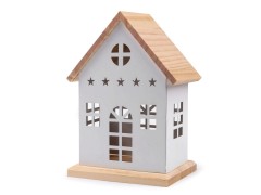            Házikó dekoráció pléh fa tetővel - 18,5 cm Dísztárgy,figura