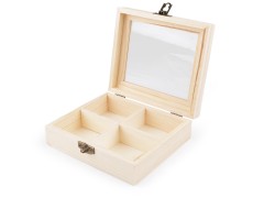 Fa doboz üveg tetővel - 13 x 15 cm Tárolás,tisztítás