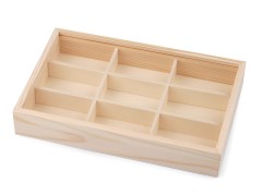 Fa doboz 9 rekeszes tolófedéllel - 13,5 x 22 cm Tárolás,tisztítás