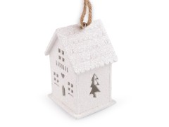             Világító házikó akasztható glitteres - 7,5 cm Dísztárgy,figura